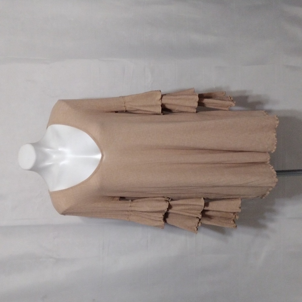 Free People Beach Seashore Ruffle Mini Dress | Tiered Sleeve Summer Boho Medium